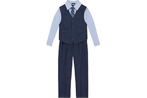 IZOD Boys' 4-piece Formal Dress Up Suit Set, Vest, Pants, Collared Shirt, and Tie