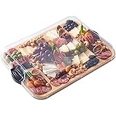 FARBERWARE Build-a-Board Cutting Board with Three Compartments and Clear Locking Lid for Charcuterie, Snacks, and More, Acacia