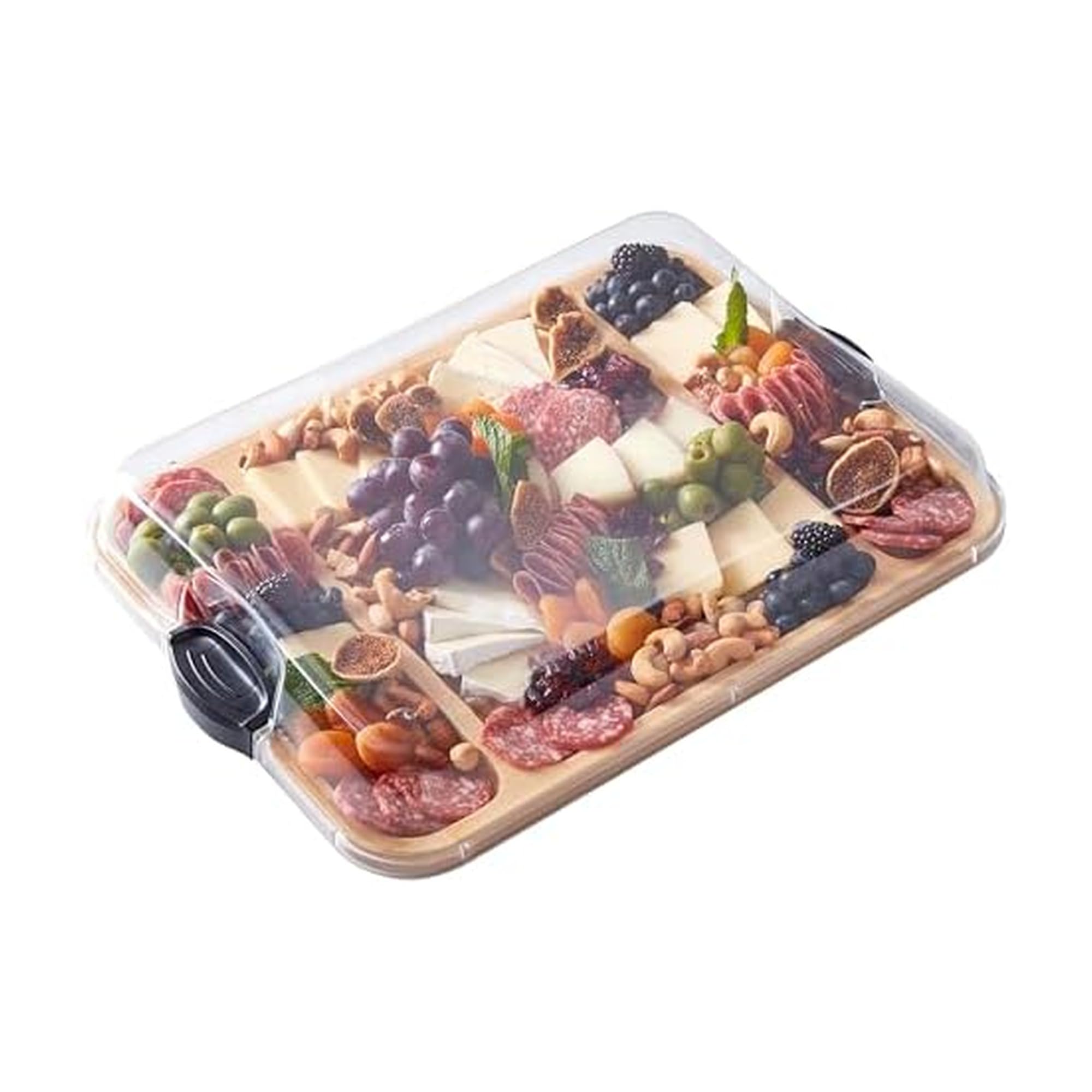 Photo 1 of *MINOR DAMAGE*
FARBERWARE Build-a-Board Cutting Board with Three Compartments and Clear Locking Lid for Charcuterie, Snacks, and More, Acacia