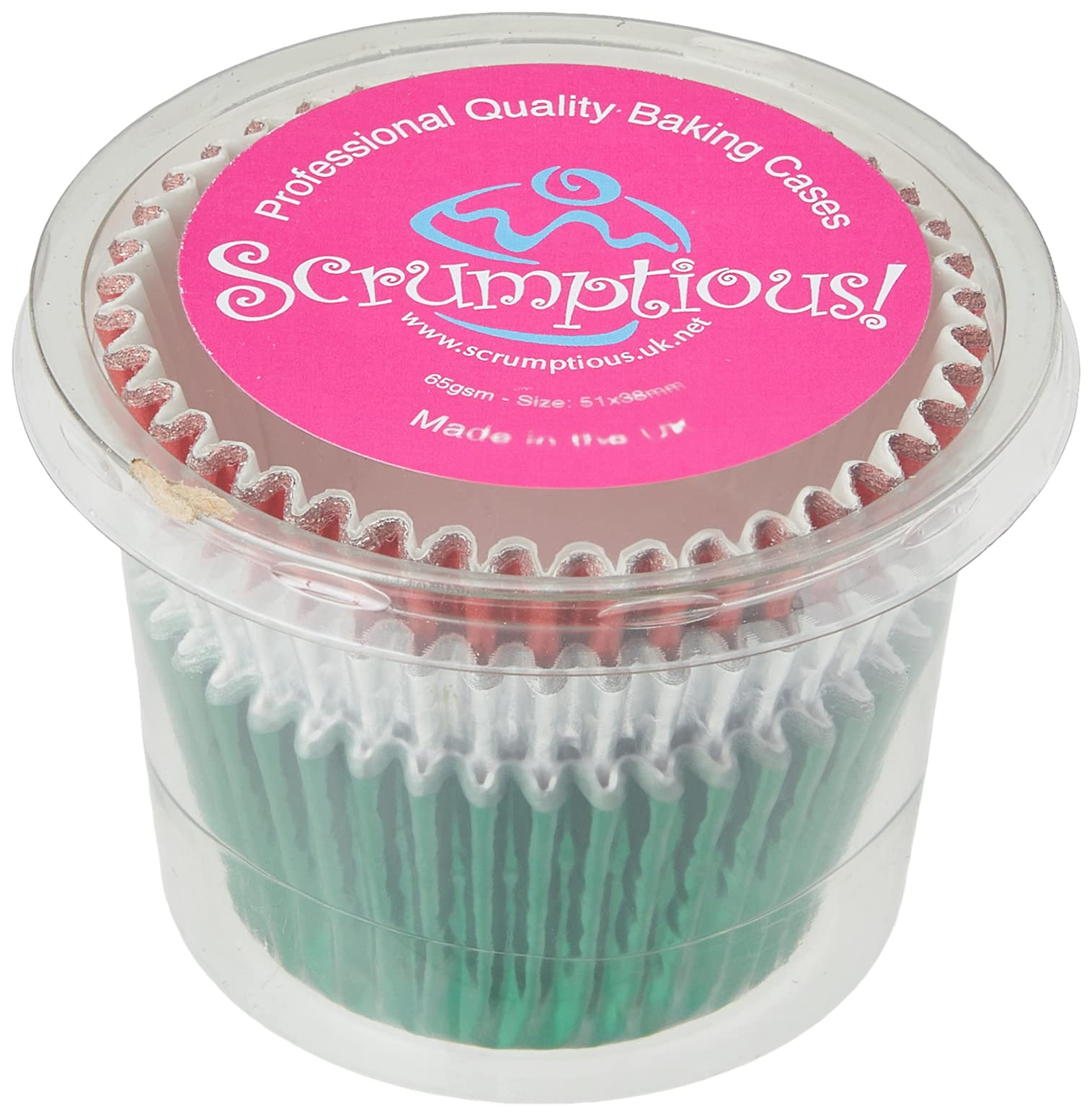 Cupcake Cases - 45 Green, Silver & Red Foil Cases by Scrumptious Sprinkles, 10x10x7 cm