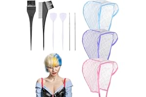 JJUNW 3 Pcs Hair Highlighting Caps, Bleach Cap Coloring Frosting Dye Kit, Highlighting Kit, Highlight Cap with Hooks Highlight Hair Coloring Frosting Dye Kit for Salon Hair Dyeing Hairdressing