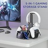 KDD Dual Controller Headphone Stand Desk Storage Organizer Box Phone Holder view 2