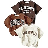 RoseSeek Girl's 3 Packs Star Butterfly Graphic Tees Crew Neck Short Sleeve T Shirt Casual Tops