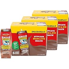 Horizon Organic Shelf-Stable 1% Low Fat Milk Boxes with DHA Omega-3, Chocolate, 8 fl oz, 6 Pack (Pack of 3)