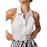 SUNNOW Women's Sleeveless Button Up Shirt Collared Casual Tank Tops Summer Blouse for Women