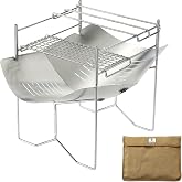 CAMPINGMOON Camping Fire Pit Campfire Grill Dual Grates SOLO-A4G | Hard Pot Stand, Mesh Grill Grate, 2-Level Heat Control