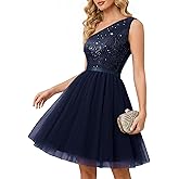 BeryLove Womens Sequin Homecoming Formal One-Shoulder Cocktail Dress for Teens