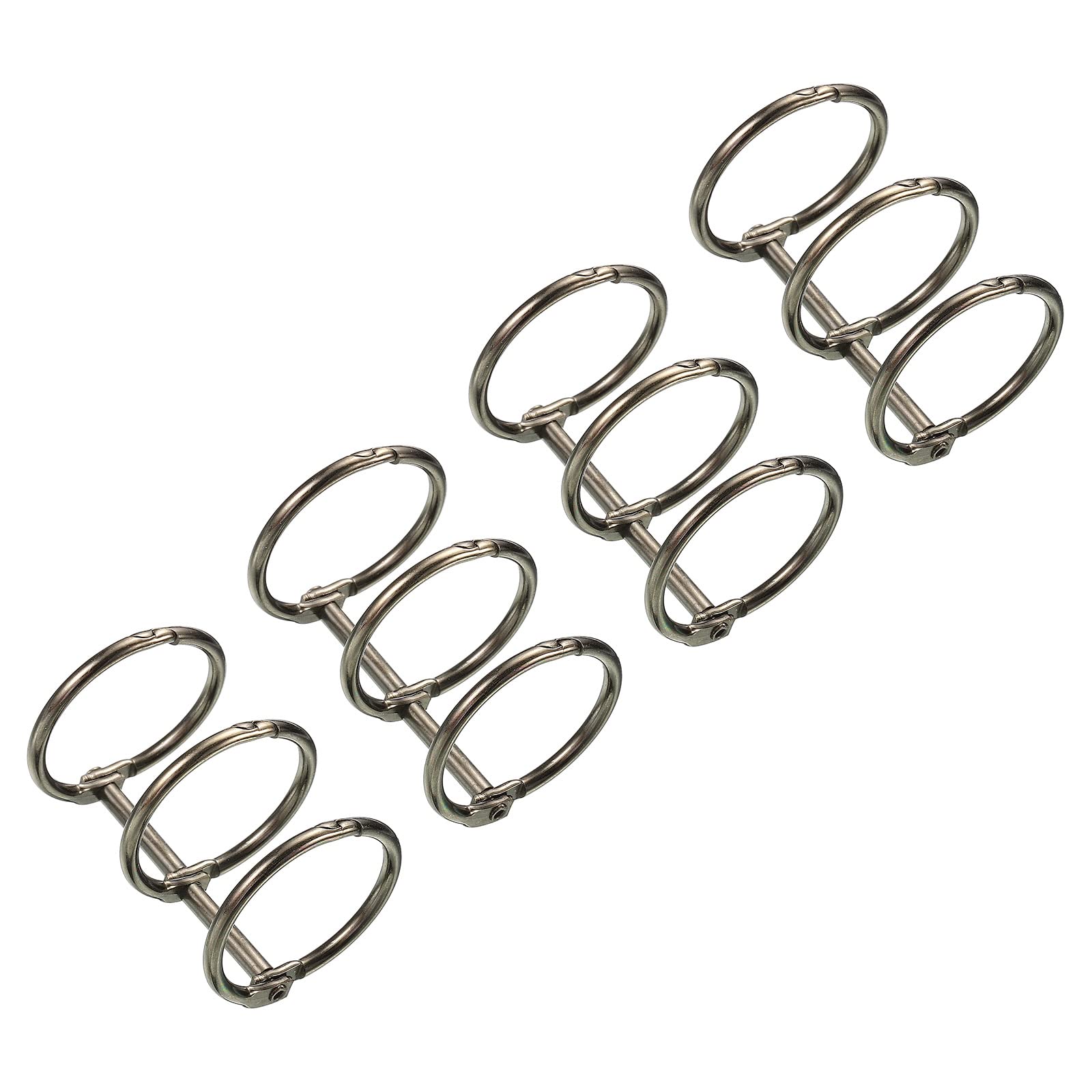PATIKIL 1" Dia 3-Rings Book Rings, 4 Pack Metal Binder Rings Loose Leaf Ring Detachable for Office Desk Calendar Photo Album, Dark Grey