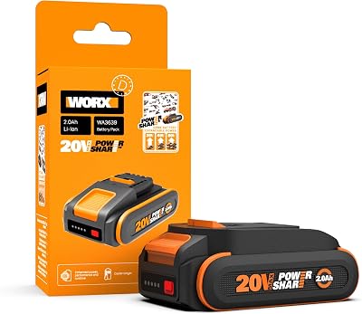 WORX WA3639 PowerShare 20V 2.0Ah Li-ion Battery Charge Indicator Protection
