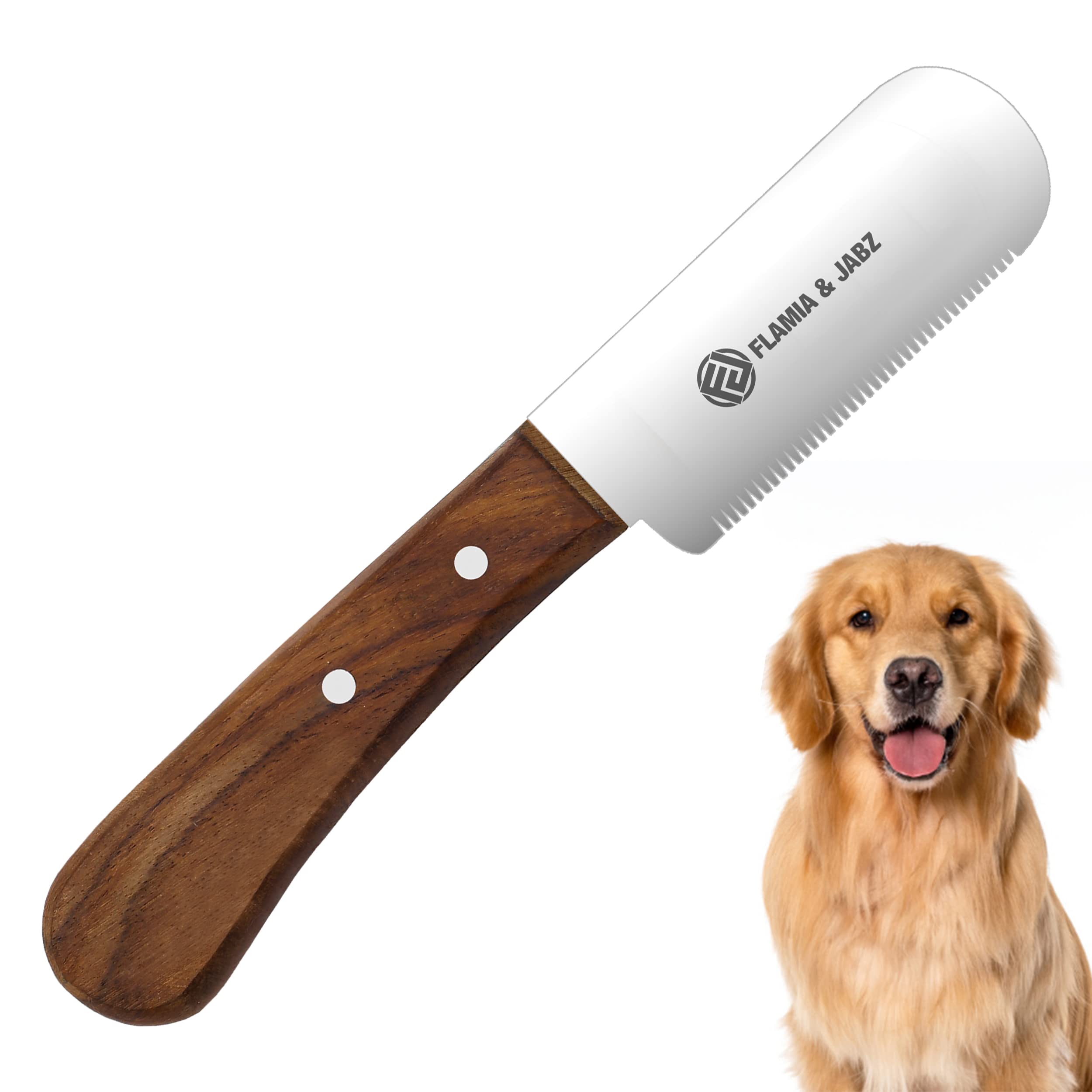 Professional Dog Grooming Hand Stripping Knife, Stripper Trimmer Tool, Red Meranti Wooded Handle non slip grip with Tripping Stainless Steel blade (Fine, Left Handed)