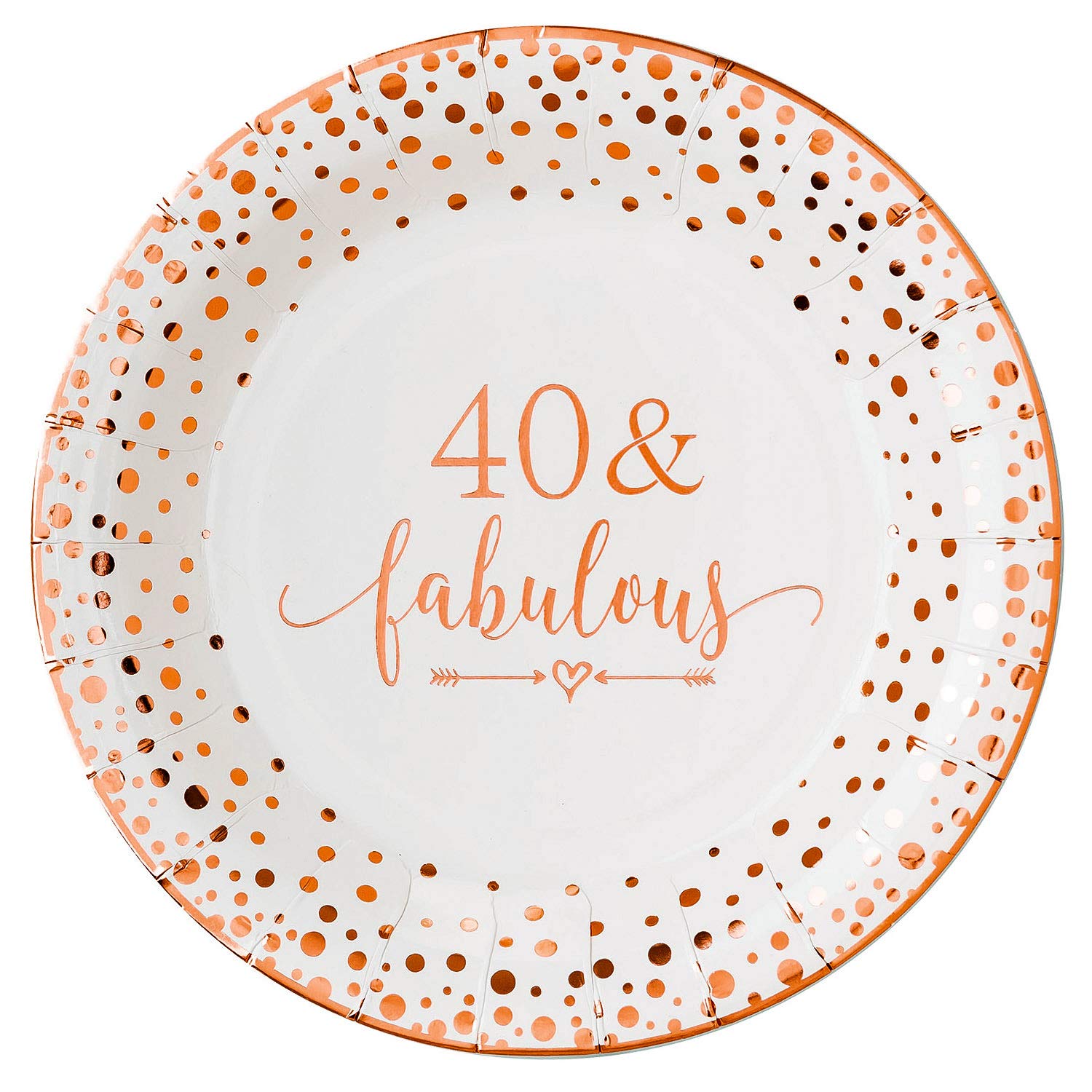 Crisky 40 Fabulous Disposable Plates for Women 40th Birthday Decorations Rose Gold Dessert, Buffet, Cake, Lunch, Dinner, Party Table Supples, 50 Count, 9 inches