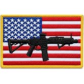 GaugeUSA American Flag 2A Patch, Tactical USA Flag Morale, Hook &amp; Loop