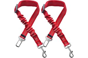 Yiaizhuo 2 Dog Car Harness Seatbelt Seat Belt Leash Travel Accessories Bungee Anti Shock Pet Cat Adjustable Lead Clip Safety Seats Belts Red