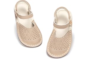 THEE BRON Toddler Girl Vintage Closed-Toe Sandals Genuine Leather Rustic Summer Shoes for 1-8 Years, Size 5-13