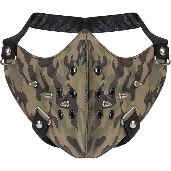 JewelryWe Leather Punk Face Mask – Gothic Biker Style Half Mask, Adjustable & Breathable For Motorcycle, Halloween, Cosplay