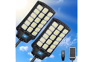 ZIZIWIN 14000W Solar Street Lights Outdoor Waterproof, 2 Pack Large Solar Powered LED Flood Light Outside, Heavy Duty Parking Lot Light Dusk to Dawn, Motion Sensor, Pole or Wall Mount, Remote Control