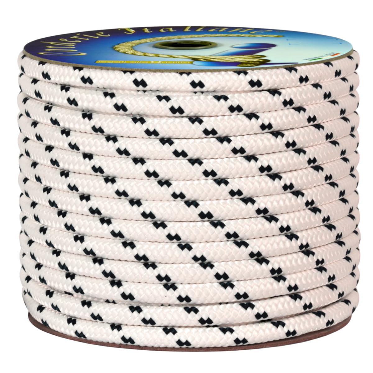 Corderie Italiane 6000488 – 00 Braid Nautica, 08 mm-030 MT, White with Blue Plastic Label, Color: White with Blue Marker