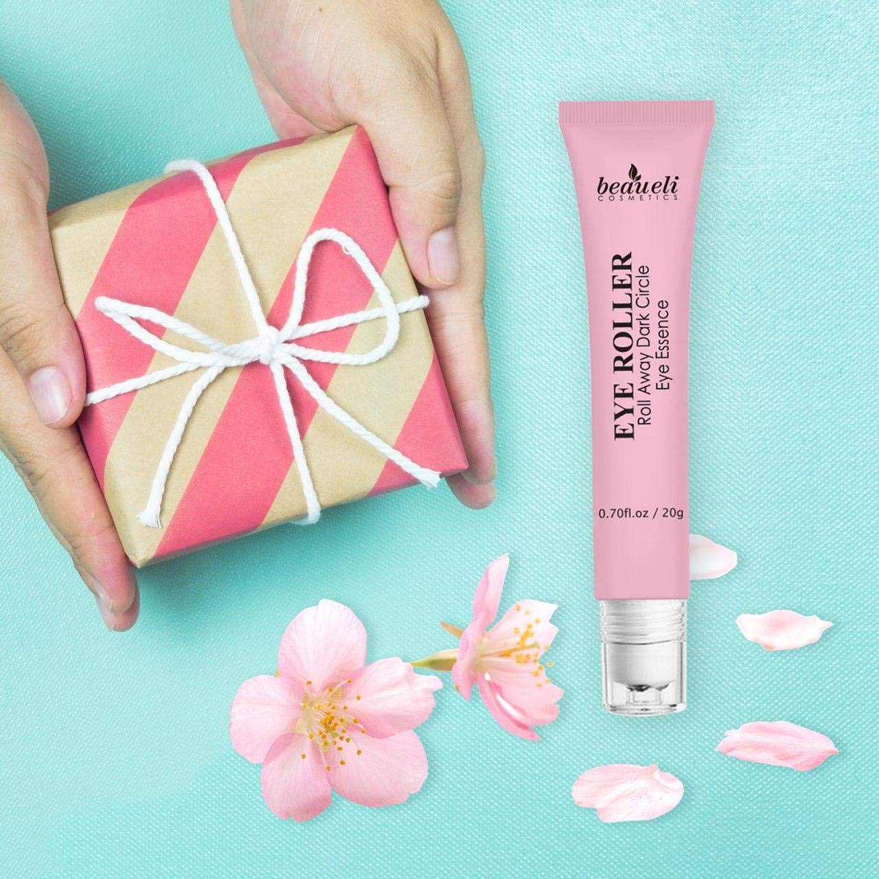 Eye Serum & Eye Roller for Anti Aging Skin Care with Hyaluronic Acid Niacinamide Peptide Dark Circles Puffiness Under Eye Bags Wrinkles Eye Cream Massager 0.7 fl.oz by beaueli: Beauty