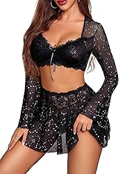 Avidlove Women's Sexy Contrast Lace Mesh Lingerie