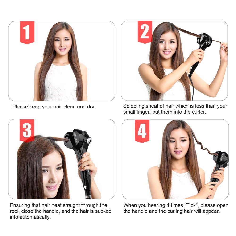 ARINO Fer à Boucler Vapeur Automatique et Intelligent Fer à Friser Professionnel Curl Lisseur Boucleur avec Bigoudi Chauffant en Céramique, Noir, EU Prise