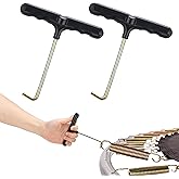LOIUO 2 Pack Trampoline Spring Pull Tool, Trampoline Parts and Accessories, Stainless Steel T-Hook Spring Puller with Plastic Handle for Safe Installation, Shoe Lace Tightner
