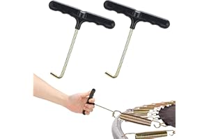 LOIUO 2 Pack Trampoline Spring Pull Tool, Trampoline Parts and Accessories, Stainless Steel T-Hook Spring Puller with Plastic Handle for Safe Installation, Shoe Lace Tightner