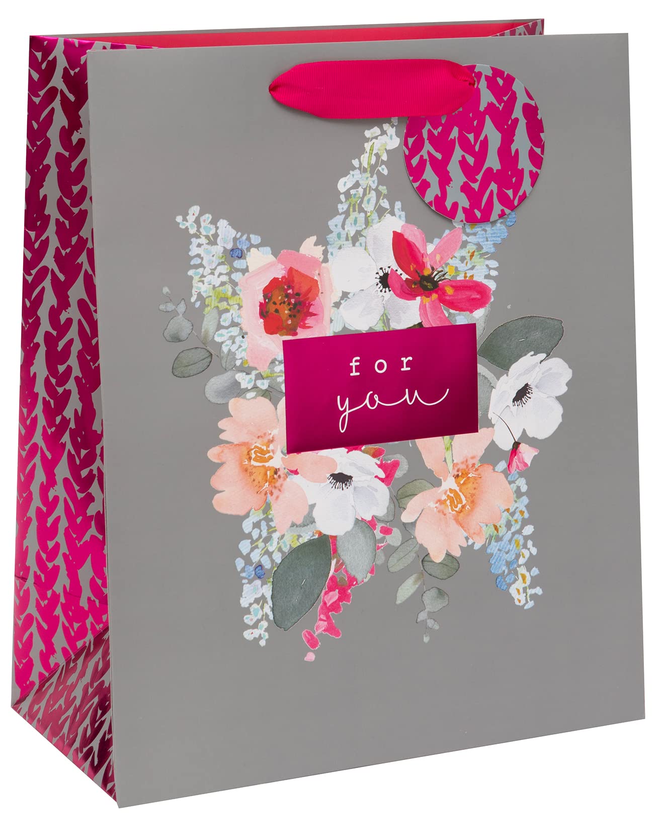 Glick Luxury Gift Bag, Happy Birthday Just for You Large, Grey and Pink, Celebration, Birthdays/Weddings/Anniversaries/House Warming/Thank, GLST34, Multi-Colour, BAG - LARGE — image 1