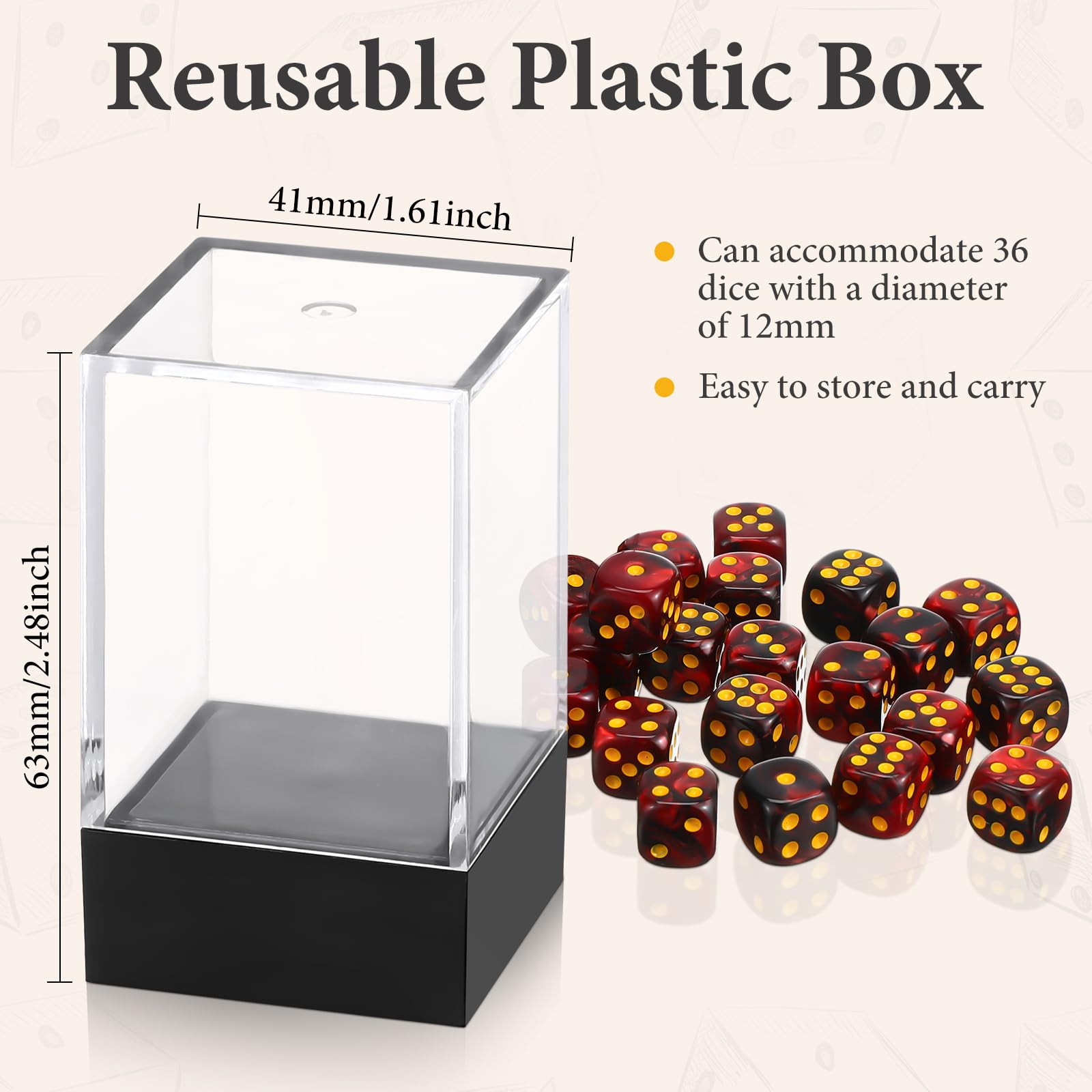 Foilswirl 144 Pieces 12mm 6 Sided Mini Dice Set for School Classroom Table Games D6 Game Standard Dice with Portable Plastic Box for Teaching Math Learning