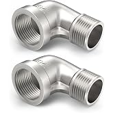 ChillWaves 304 Stainless Steel Pipe Fitting, 90 Degree Elbow 1-1/4" NPT Male x 1-1/4" NPT Female Thread Adapter(2-PACK)