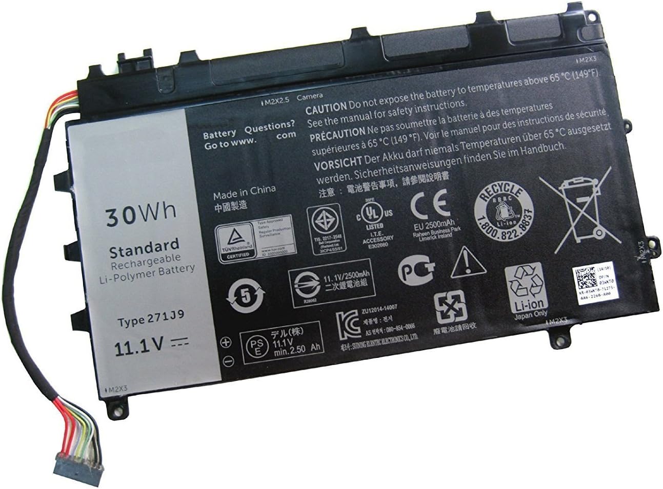 Ding 271J9 Replacement Battery Compatible with Dell Latitude 7350 13 7000 YX81V (11.1V 30Wh 2500mAh)