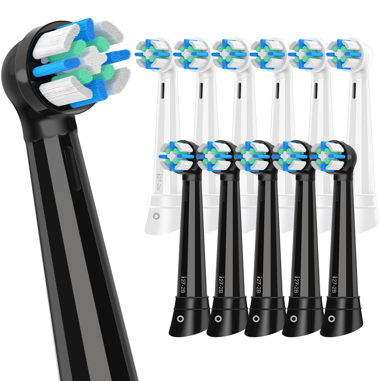 Photo 1 of 12 Pack iO Replacement Heads Compatible with Oral B iO, for Oral B iO 2/3/4/5/6/7/8/9/10 Series Toothbrushes, Medium Bristles, Soft Yet Effective, Black/White