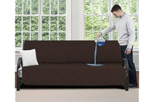 MIGHTY MONKEY Premium Water and Slip Resistant Futon Slipcover, Seat Width Up to 70 Inch, Absorbs 5 Cups of Water, Oeko Tex Certified, Suede-Like, Furniture Cover for Futons, Kids, Futon, Chocolate