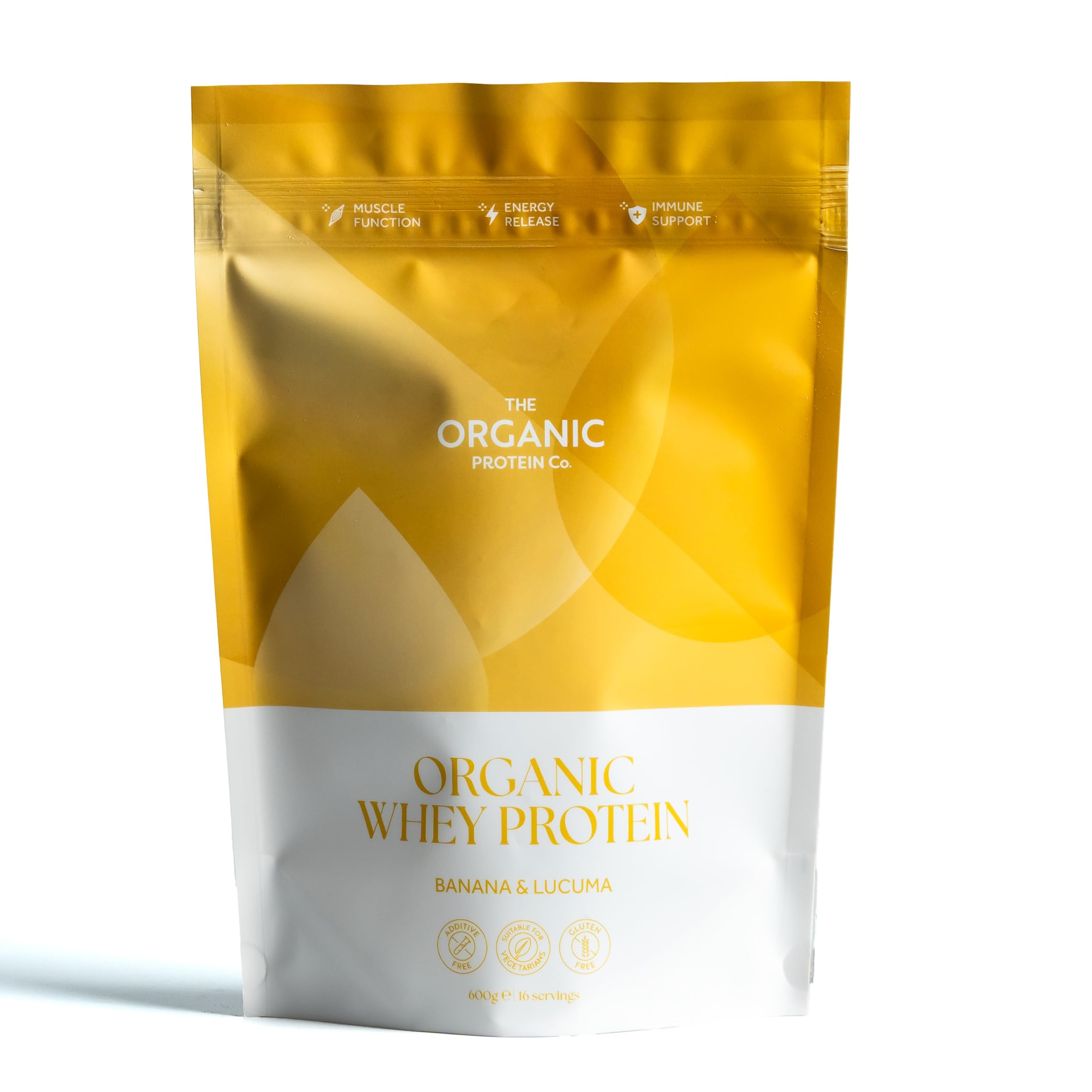 The Organic Protein Co. – Banana & Lucuma Organic Whey Protein Powder | Additive Free, Undenatured, Bioactive, UPF Free, Emulsifier Free, Primarily Grass Fed, Vegetarian, Gluten Free – 600g