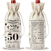 NGLIV 50th Birthday Gifts for Her,Gift for 50 Year Old Woman Men Wine Bag, 50th Birthday Party Decor Gifts Wine Bags for Mom Sister Wife Friend Her Coworker A03 kitchen