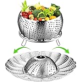 FOFAYU Vegetable Steamer Basket for Cooking, Stainless Steel Veggie Fish Food Steamer Basket, Folding Expandable Steamers to 