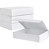 Purple Q Crafts White Hard Gift Box with Magnetic Closure Lid 7 inch x 5 inch x 1.6 inch Rectangle Small Boxes For Gifts With