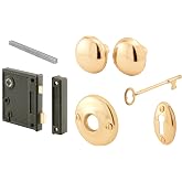 Prime-Line Vintage Interior Door Lock Set, Brass Knobs, 2-1/2 in. Backset