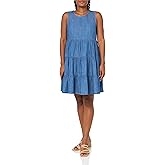 Tommy Hilfiger Womens Tencel Sleeveless Tiered Dress