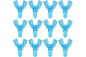 JMU Dental Impression Tray 12 Pcs, Perforated Disposable Impression Trays, 4 Medium Lower