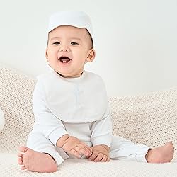 pureborn Baby Boys Baptism Romper with Bonnet and