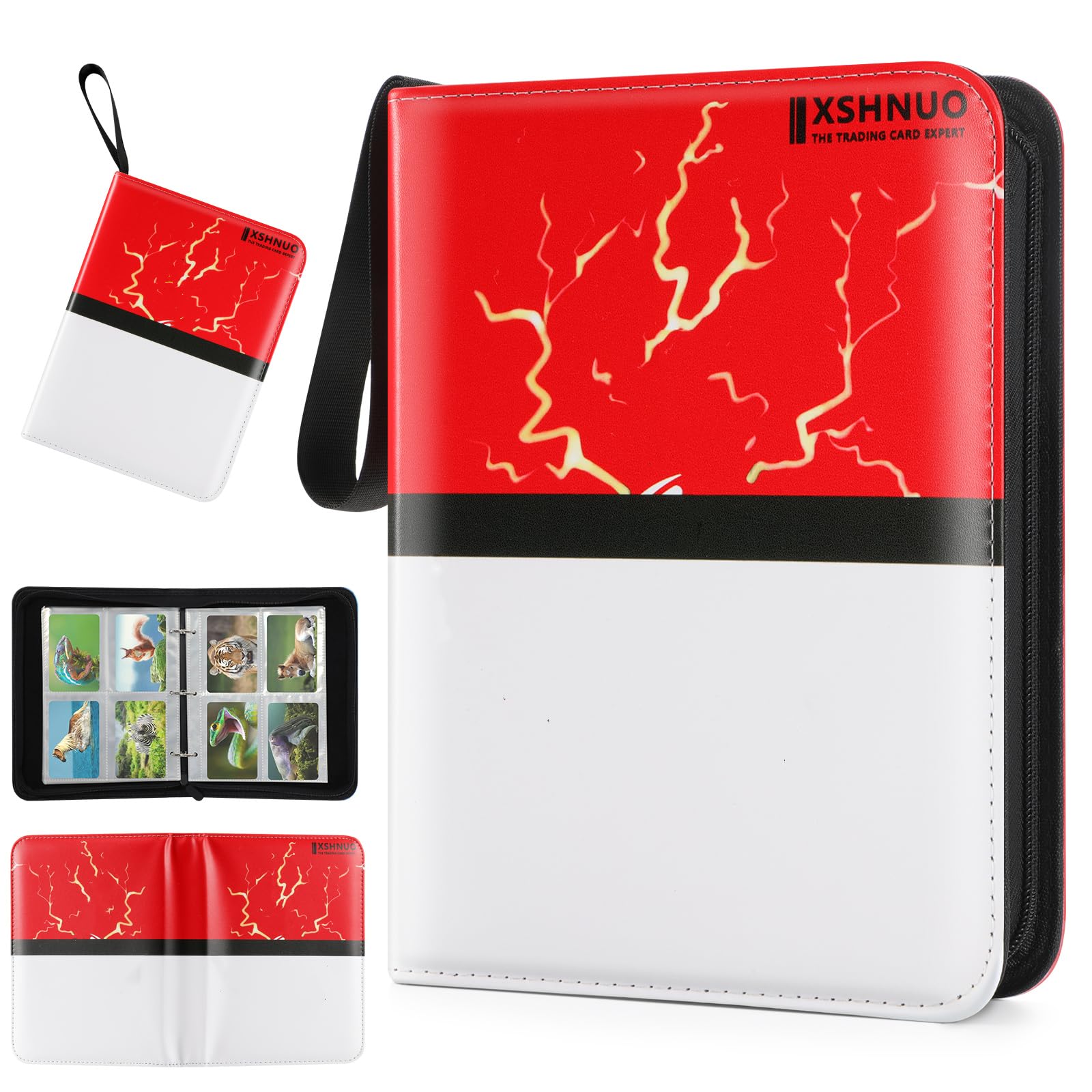 Football Card Binder - 4-Pocket, Red, Trading Card Album For Collectors, Sports Card Storage - View #6