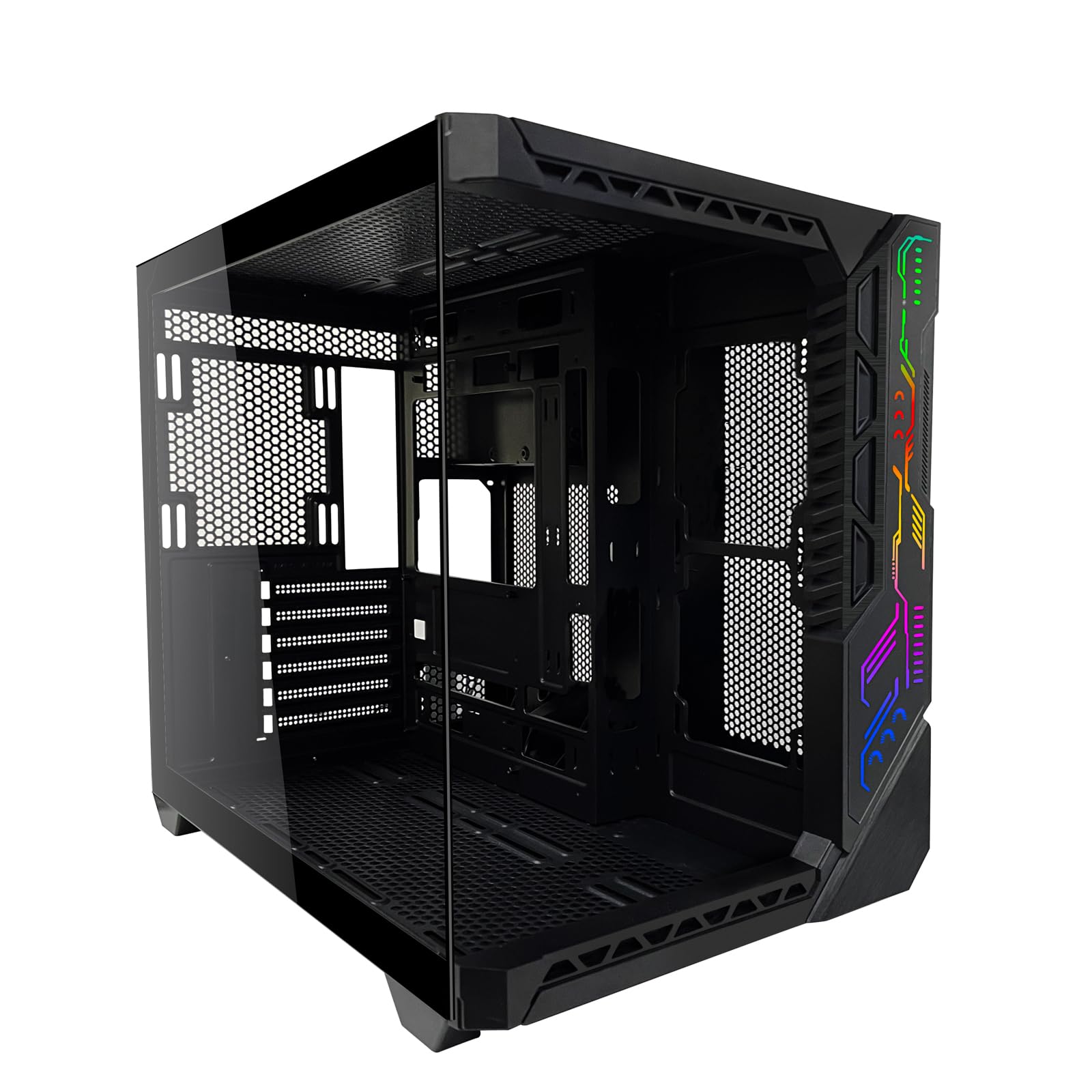 Photo 1 of SZSKYING Sea View Computer Gaming PC Case for ATX Motherboard,Type C, ATX Tower Case Support 9PCS RGB Cooling Fans,PC ATX Case Front Panel with RGB Light,CMSVIB,Mid Tower PC Case Black