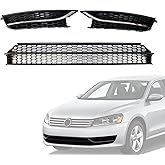 Sekeseauto Front Bumper Lower Grille and Fog Lamp Bezel Cover, Fit for Volkswagen Passat 2012 2013 2014 2015, Replace# 561853665E 561853666E, 561853677 561853666