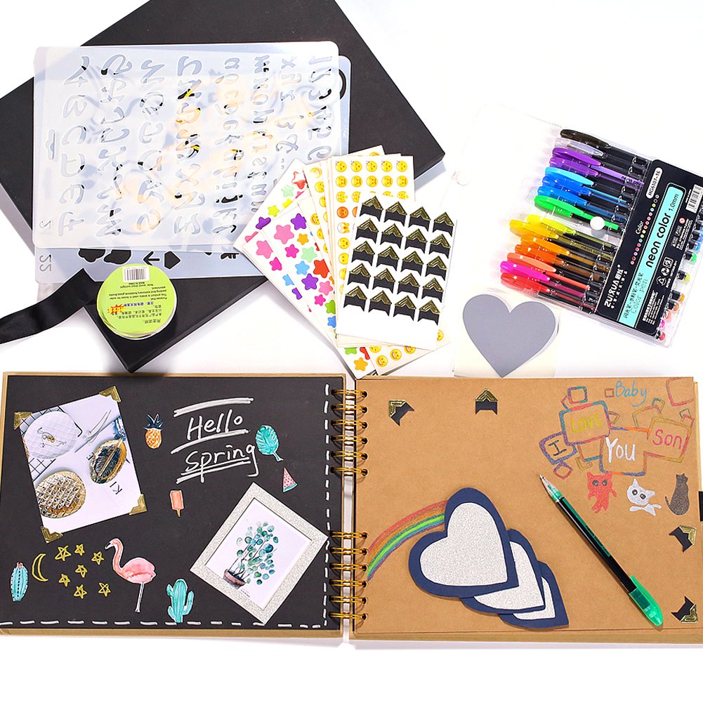 100 Pages Scrapbook, Photo Album DIY Memory Book Craft Paper with Accessories Scrapbooking Supplies for Anniversary Birthday Wedding Gift