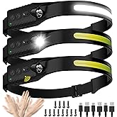 Nessciera Headlamp Rechargeable (3-Pack), LED Head Lamp Flashlight, 230° Wide Beam Headband Light, 400 Lumen Super Bright, Waterproof Headlight, 5 Modes for Running, Fishing, Hiking, Camping