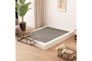Husleephu King Box Spring 8 Inch, High Profile Metal Box Spring King Bed Base with Fabric Cover, Sturdy Mattress Foundation, Easy Assembly, Noise Free, Black