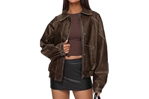 PRETTYGARDEN Faux Leather Jacket Women Bomber Motorcycle Zip Up Jackets Oversized Fall Fashion Outfits 2025 Winter Coats
