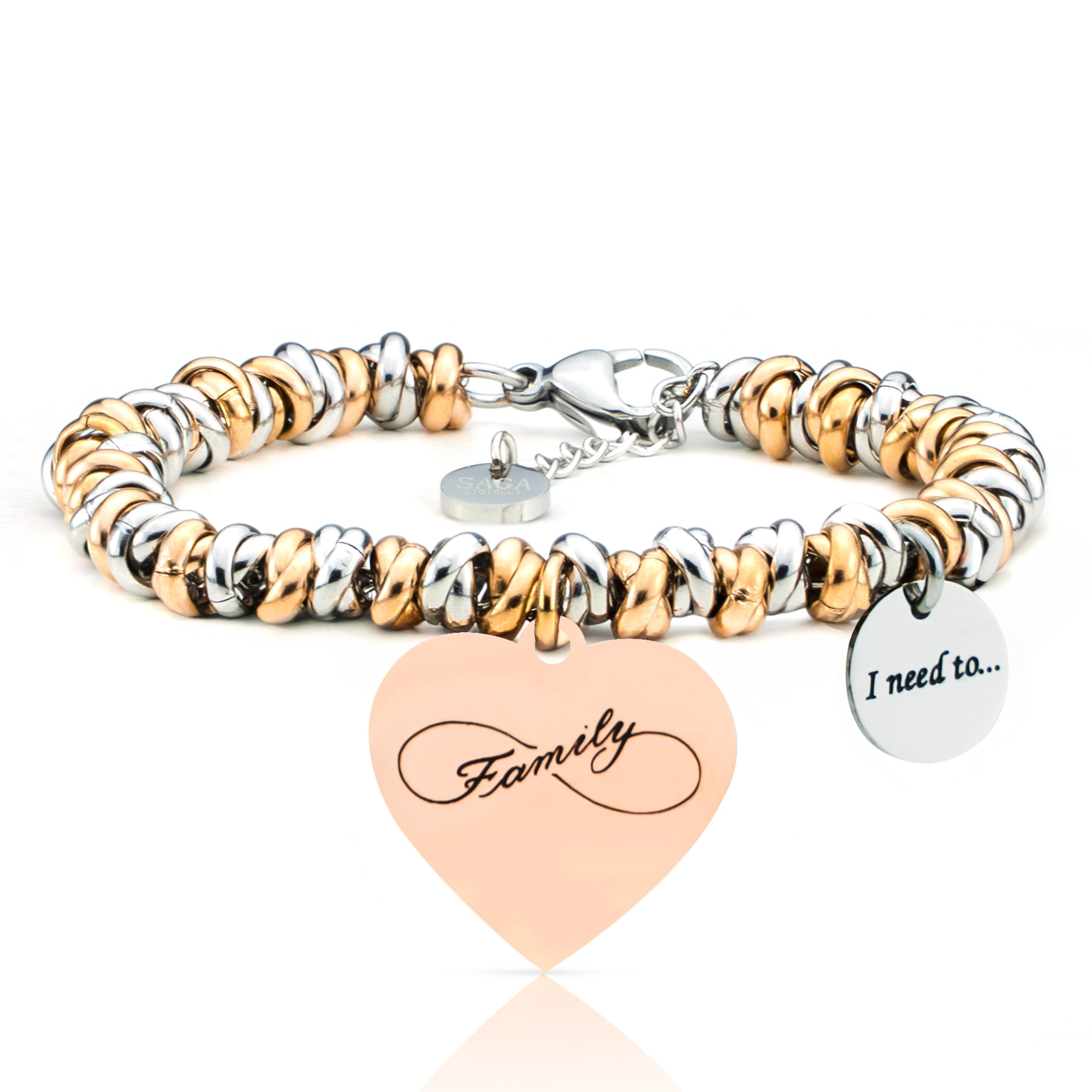 SAGA GIOIELLI I Need To...Collections Women's Bracelet, Protection, Fortune, Good Auspics, Love, 20 centimeters, Stainless Steel, 0 US