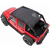 Savadicar Mesh Shade Top, Roof Sunshade Cover for 2007-2018 Jeep Wrangler JK JKU 4 Door, UV Protection & Heat Reduction for Enhanced Comfort on The Road, Durable Polyester, Black