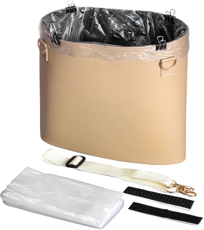 Amazon Co Jp Timorn車ゴミ箱puレザー車garbage Can自動trash Bin Garbage Bags旅行 アウトドア ホーム 車の使用 240 210mm ベージュ T8 ホーム キッチン